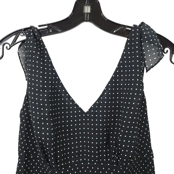Ann Taylor Loft Black White Polka Dot Dress Size 6 Sleeveless Tied Knot Shoulder - Picture 8 of 13
